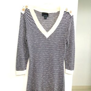 Cynthia Rowley coverup navy stripes coastal woven dress
